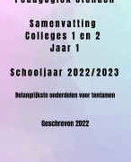 Stenden Pedagogiek 2022 college aantekeningen - College 1 en 2 1e studiejaar - met tentamen aanwijzingen