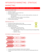 Samenvatting Integrated Marketing: Strategic Marketing - Bedrijfsmanagement - Arteveldehogeschool