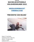 NCOI geslaagde moduleopdracht Criminologie - Integrale Veiligheid 2022 - Onderwerp: preventie van heling - Geslaagd 2022 cijfer 8