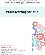 Procesverslag Hogeschool Rotterdam - Sport en Marketing Management - geslaagd begin 2022 eindcijfer 7,5 met alle bestanden