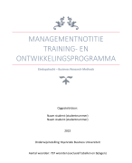 Paper Business Research Methods - Pre Master Accountancy Nyenrode