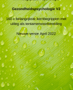 NTI Gezondheidspsychologie Tentamenvoorbereiding - Samenvatting alle kernbegrippen alle colleges van 2022 - Toegepaste Psychologie