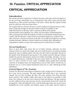 Dr. Faustus: CRITICAL APPRECIATION CRITICAL APPRECIATION