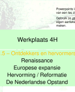Aantekeningenboekje Hoofdstuk 5: Ontdekkers en hervomers Geschiedenis Werkplaats VWO