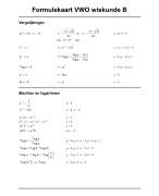 Formulekaart Wiskunde B VWO (voorbereiding eindexamen}