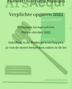 Verplichte opgaven jurisprudentie 2022 - 41 belangrijke zaken die je moet kennen - Radbout Nijmegen
