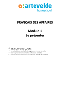 Modules Français des affaires - Bedrijfsmanagement - Arteveldehogeschool 