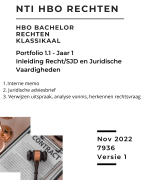 Portfolio 1.1 NTI HBO Recht - 3 cases: Marktplaats, Bavaria en Sinterklaas - Bachelor Rechten Klassikaal - Geslaagd 8 in 2022