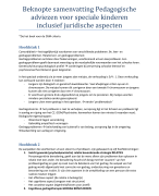 Samenvatting pedagogische adviezen voor speciale kinderen en justitiële interventies