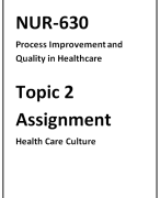 NUR 630 Topic 2 Assignment: Healthcare Culture