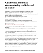 Samenvatting geschiedenis democratisering van Nederland 1848-1919