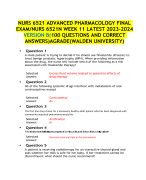 NURS 6521 ADVANCED PHARMACOLOGY FINAL EXAM/NURS 6521N WEEK 11 LATEST 2023-2024 VERSION B(100 QUESTIONS AND CORRECT ANSWERS)AGRADE(WALDEN UNIVERSITY) 