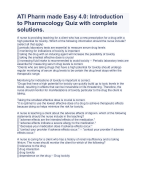 ATI Pharm made Easy 4.0: Introduction to Pharmacology Quiz with complete solutions.| Latest 2023/2024