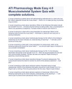  ATI Pharmacology Made Easy 4.0 Musculoskeletal System Quiz with complete solutions | Latest 2023/2024