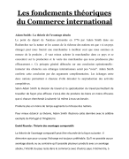 Les fondements théoriques du Commerce internationa