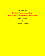 Test Bank For Porth’s Pathophysiology  Concepts of Altered Health States  10th Edition By Tommie L.Norris | Chapter 1 – 46, Latest Edition|