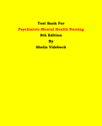 Test Bank For Psychiatric-Mental Health Nursing  8th Edition By Shelia Videbeck | Chapter 1 – 24, Latest Edition|