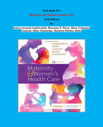 Test Bank - Maternity and Women's Health Care  12th Edition By Deitra Leonard Lowdermilk, Shannon E. Perry, Mary Catherine Cashion, Ellen Olshansky, Kathryn Rhodes Alden | Chapter 1 – 37, Complete Guide 2023|