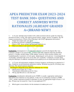  APEA PREDICTOR EXAM 2023-2024 TEST BANK 300+ QUESTIONS AND CORRECT ANSWERS WITH RATIONALES |ALREADY GRADED A+|BRAND NEW!!
