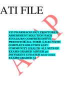 ATIPHARMACOLOGYPROCTORED ASSESSMENT SOLUTION PACK FINALS/RN COMPREHENSIVE PREDICTOR ALL FORM A,B &CW