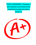 FIN3701 ASSIGNMENT 1 Semester 2 2023 Questions and Answers (Fully Solved)|Step by Step Calculations 