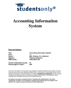 Accounting information system / deel Uittreksel Samenvatting 