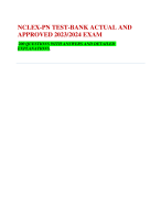 NCLEX-PN TEST-BANK ACTUAL AND APPROVED 2023/2024 EXAM    200 QUESTIONS WITH ANSWERS AND DETAILED EXPLANATIONS. 