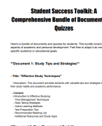 Student Success Toolkit: A Comprehensive Bundle of Documents and Quizzes