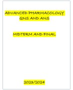 ADVANCED PHARMACOLOGY  QNS AND ANS MIDTERM AND FINAL 20232024