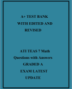 ATI TEAS 7 Math Questions with Answers GRADED A  EXAM LATEST UPDATE
