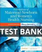 Foundations of Maternal-Newborn and Women's Health Nursing 8th Edition Murray Test Bank All Chapters