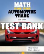 Test Bank For Math for the Automotive Trade - 6th - 2018 All Chapters